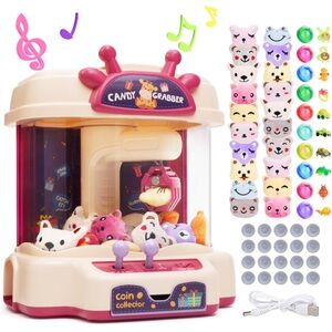 Mini Claw Machine Toy w Plush & Capsules Kids Arcade Game NEW
